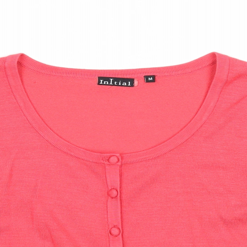Womens UK Size M Initial Pink Cardigan Jumper