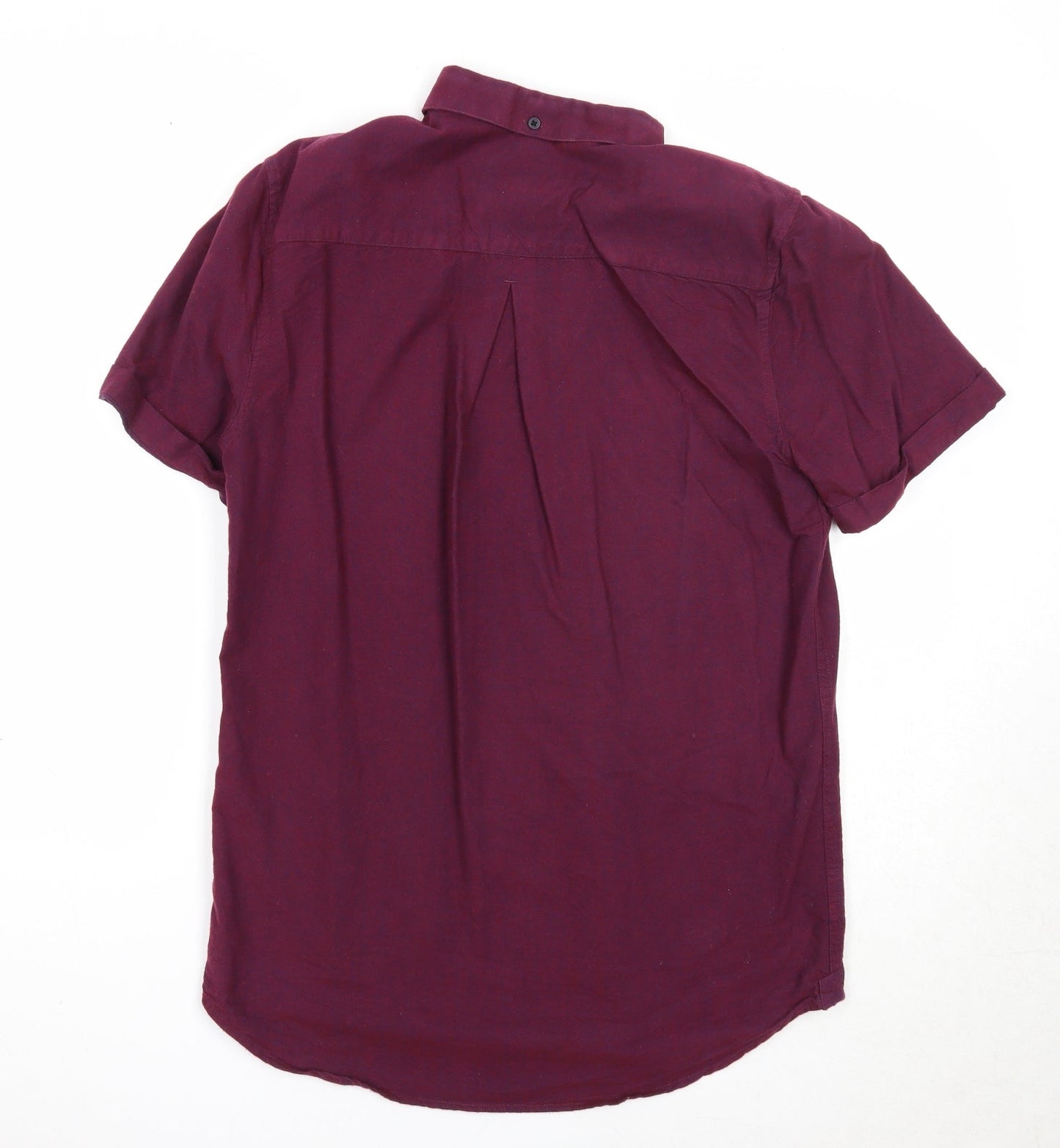 River Island Mens Purple Cotton Button-Up Size S Collared Button