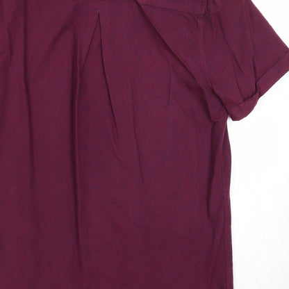 River Island Mens Purple Cotton Button-Up Size S Collared Button