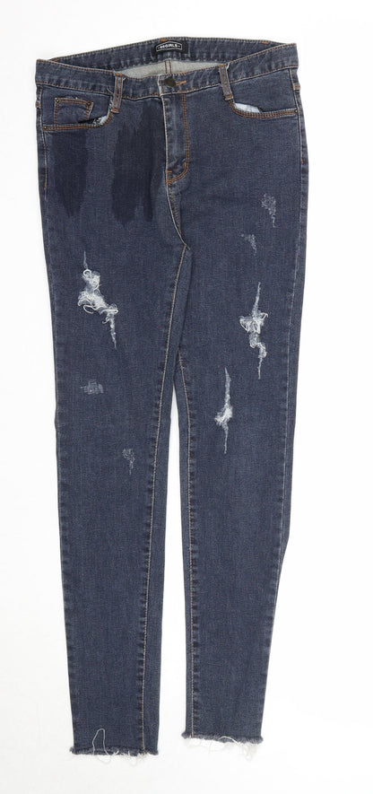 66 Girls Womens Blue Cotton Skinny Jeans Size L Regular Zip