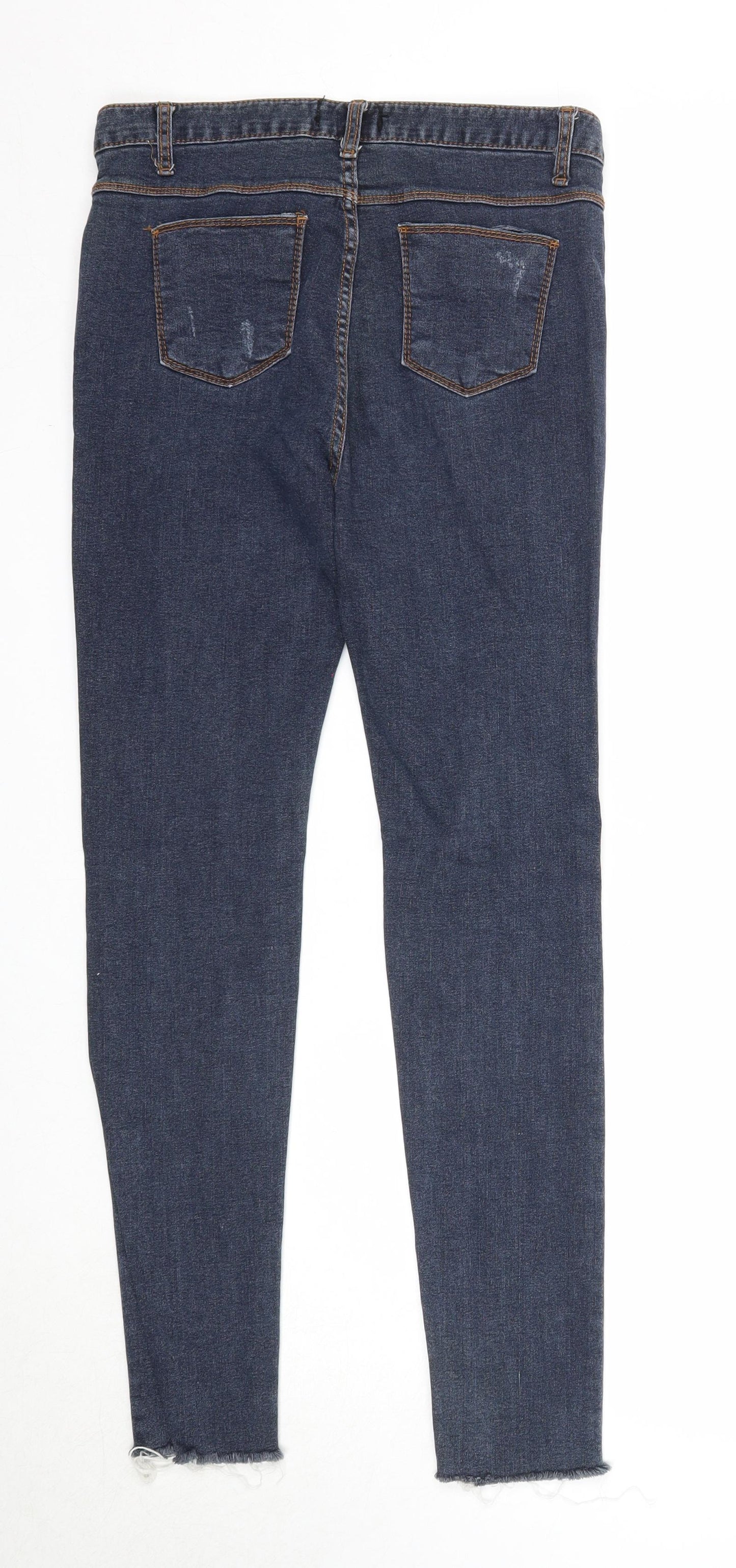66 Girls Womens Blue Cotton Skinny Jeans Size L Regular Zip
