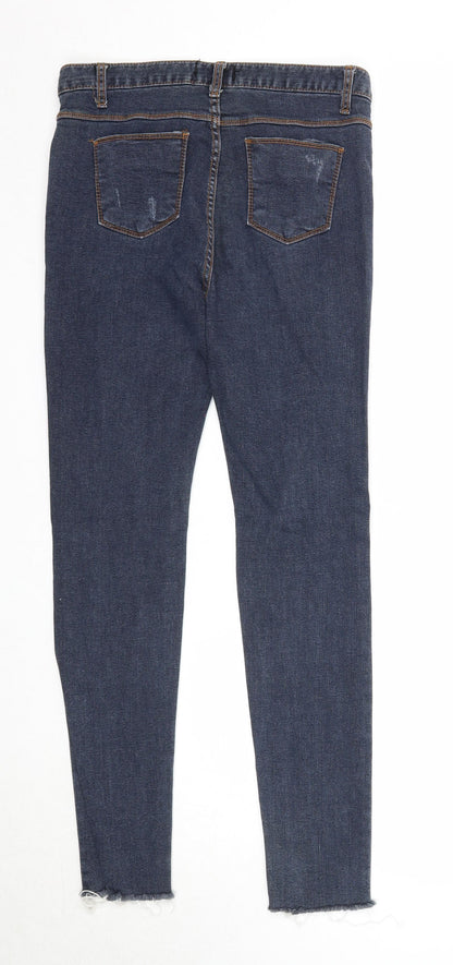 66 Girls Womens Blue Cotton Skinny Jeans Size L Regular Zip