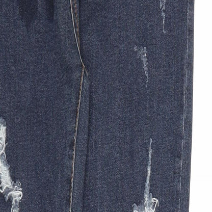 66 Girls Womens Blue Cotton Skinny Jeans Size L Regular Zip