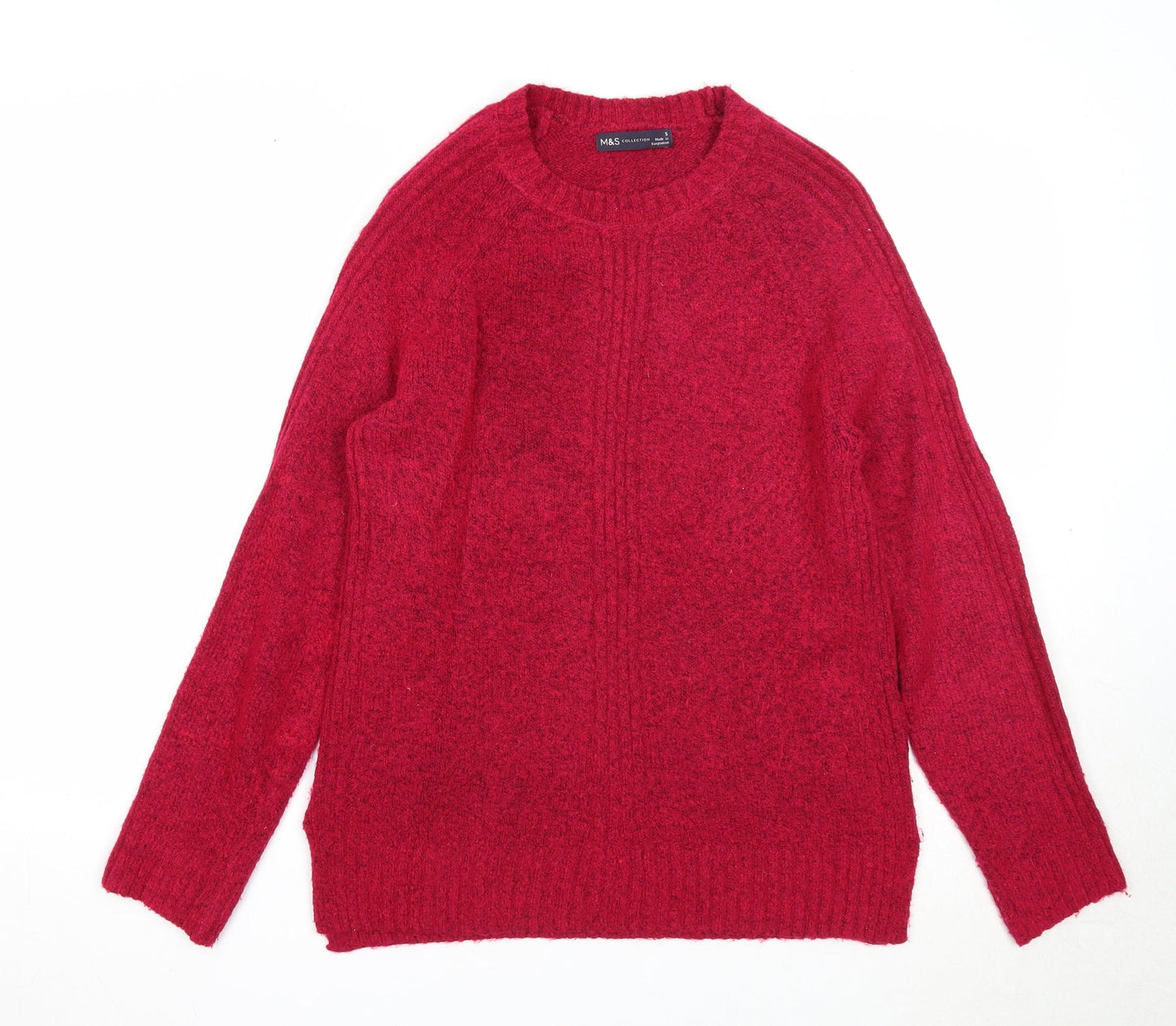 Marks and Spencer Womens Pink Round Neck Acrylic Pullover Jumper Size S