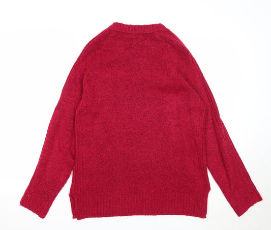 Marks and Spencer Womens Pink Round Neck Acrylic Pullover Jumper Size S
