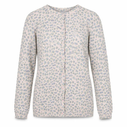 Bershka Womens Beige Round Neck Floral Acrylic Cardigan Jumper Size M