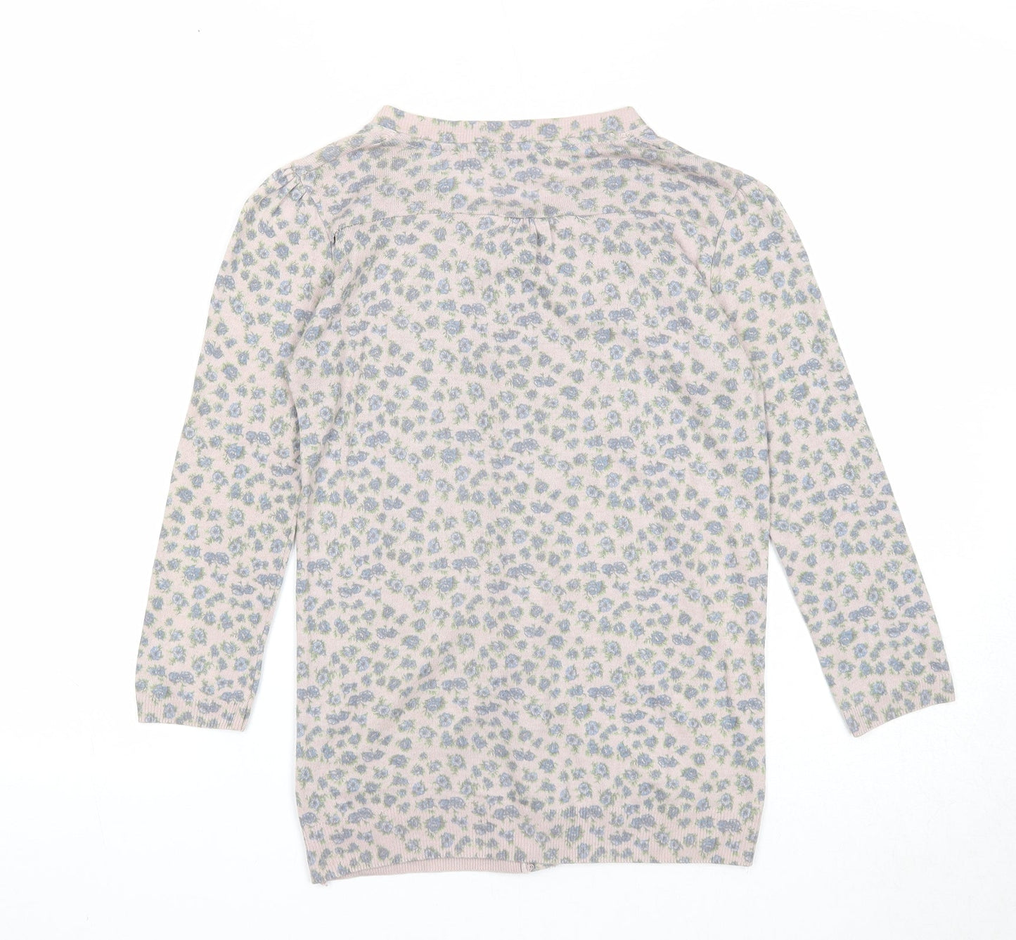 Bershka Womens Beige Round Neck Floral Acrylic Cardigan Jumper Size M