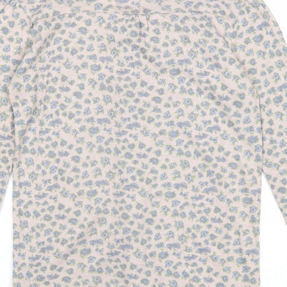 Bershka Womens Beige Round Neck Floral Acrylic Cardigan Jumper Size M