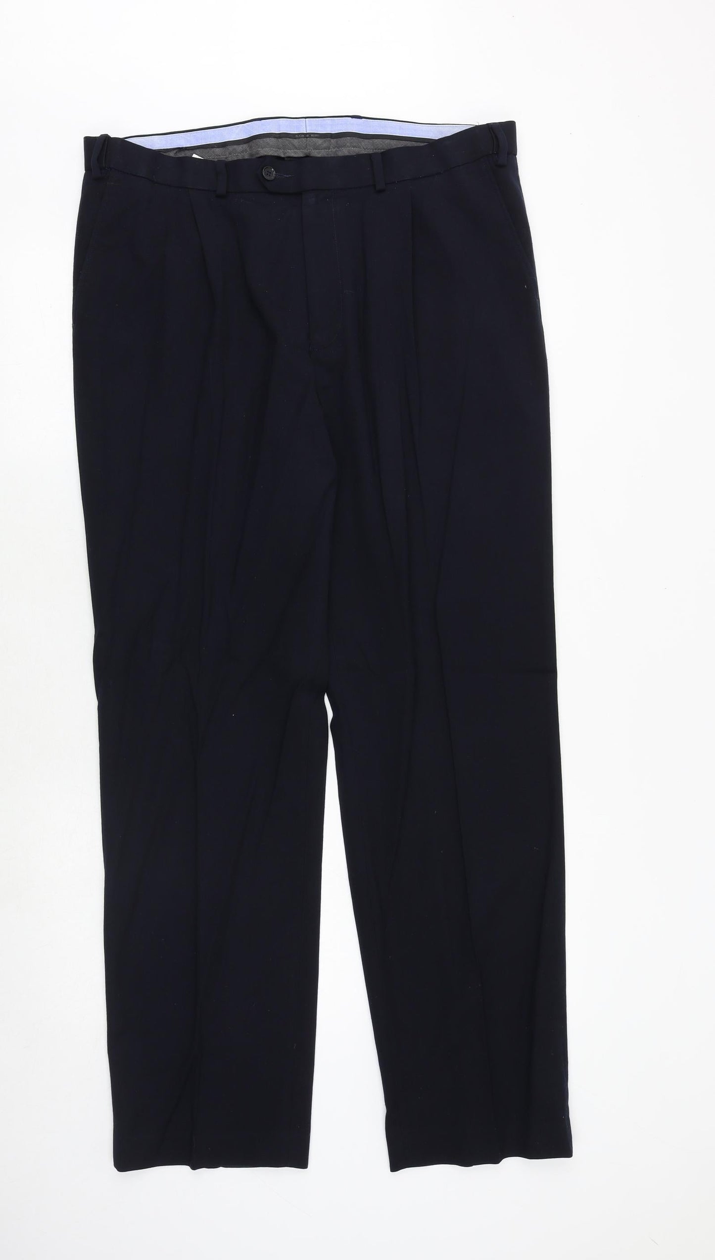 Marks and Spencer Mens Blue Polyester Dress Pants Trousers Size 33 in Regular Zip
