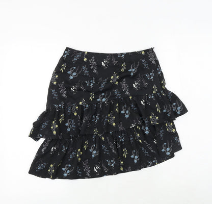 charms fashion Womens Black Floral Polyester Mini Skirt Size 8 Zip