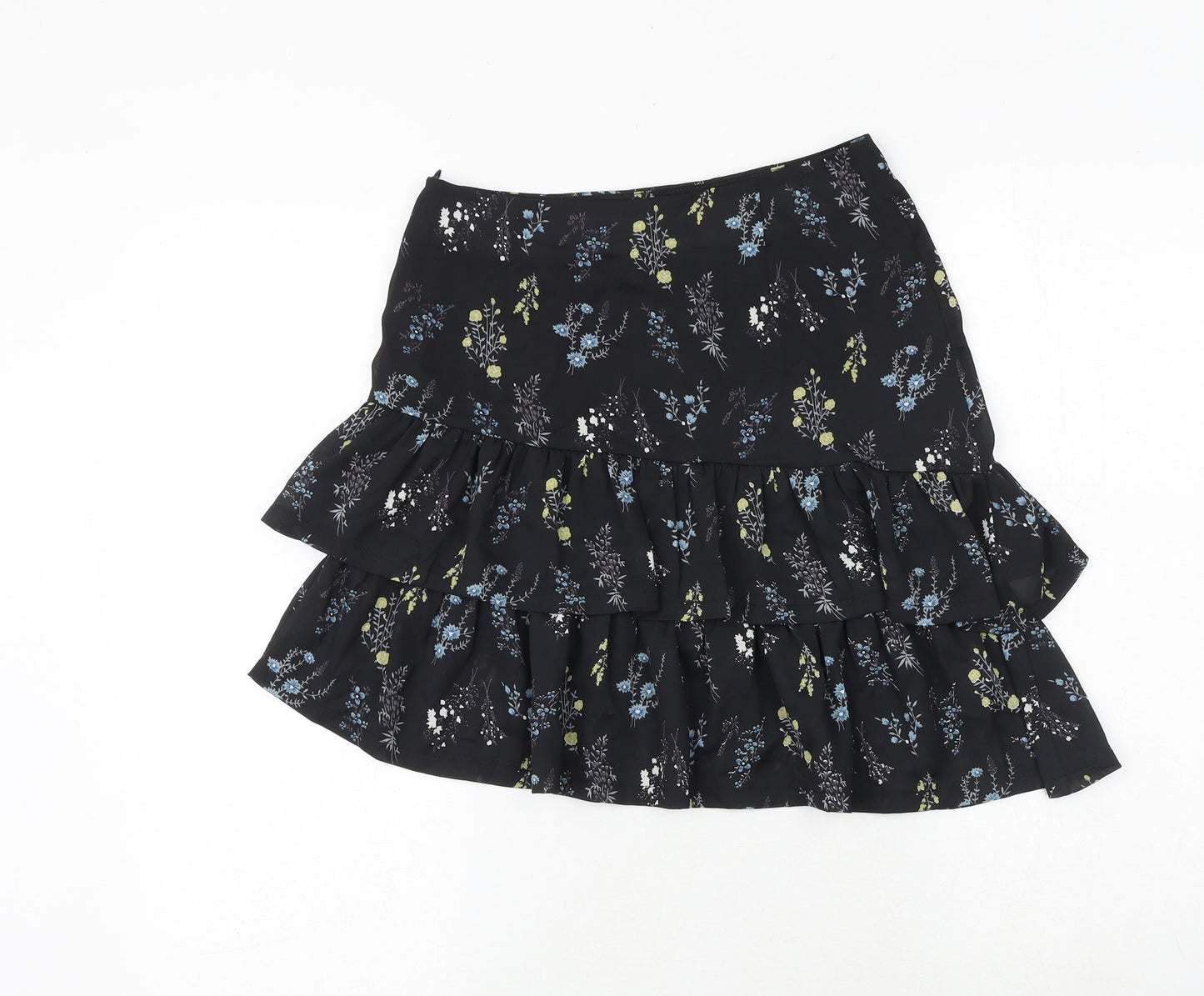 charms fashion Womens Black Floral Polyester Mini Skirt Size 8 Zip