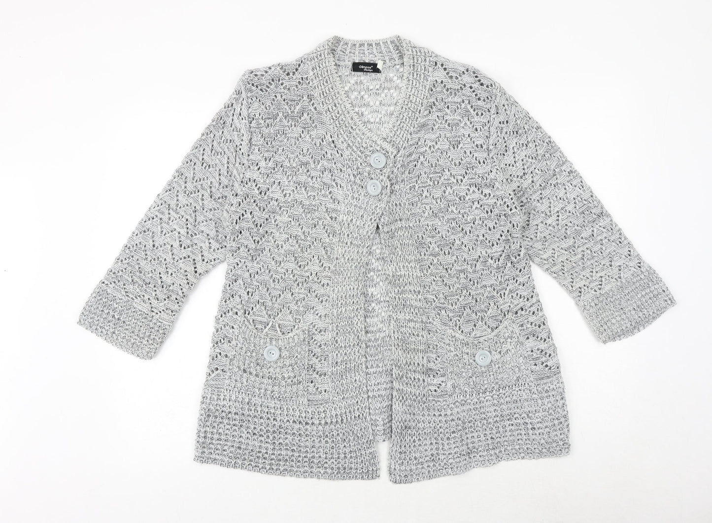 Womens UK Size M Glimpse Design Grey Cardigan Jumper