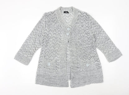 Womens UK Size M Glimpse Design Grey Cardigan Jumper