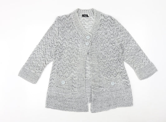 Womens UK Size M Glimpse Design Grey Cardigan Jumper