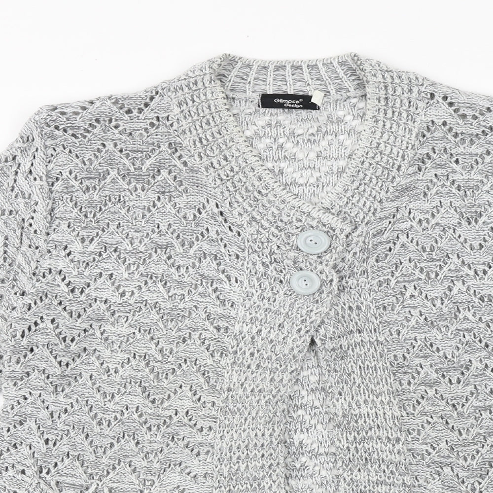 Womens UK Size M Glimpse Design Grey Cardigan Jumper