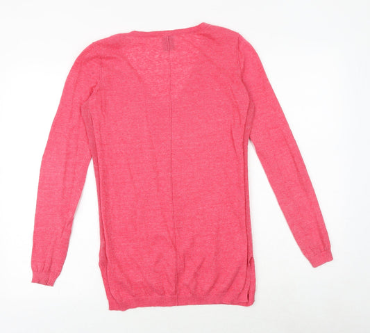 Gap Womens Pink V-Neck Polyester Pullover Jumper Size XS