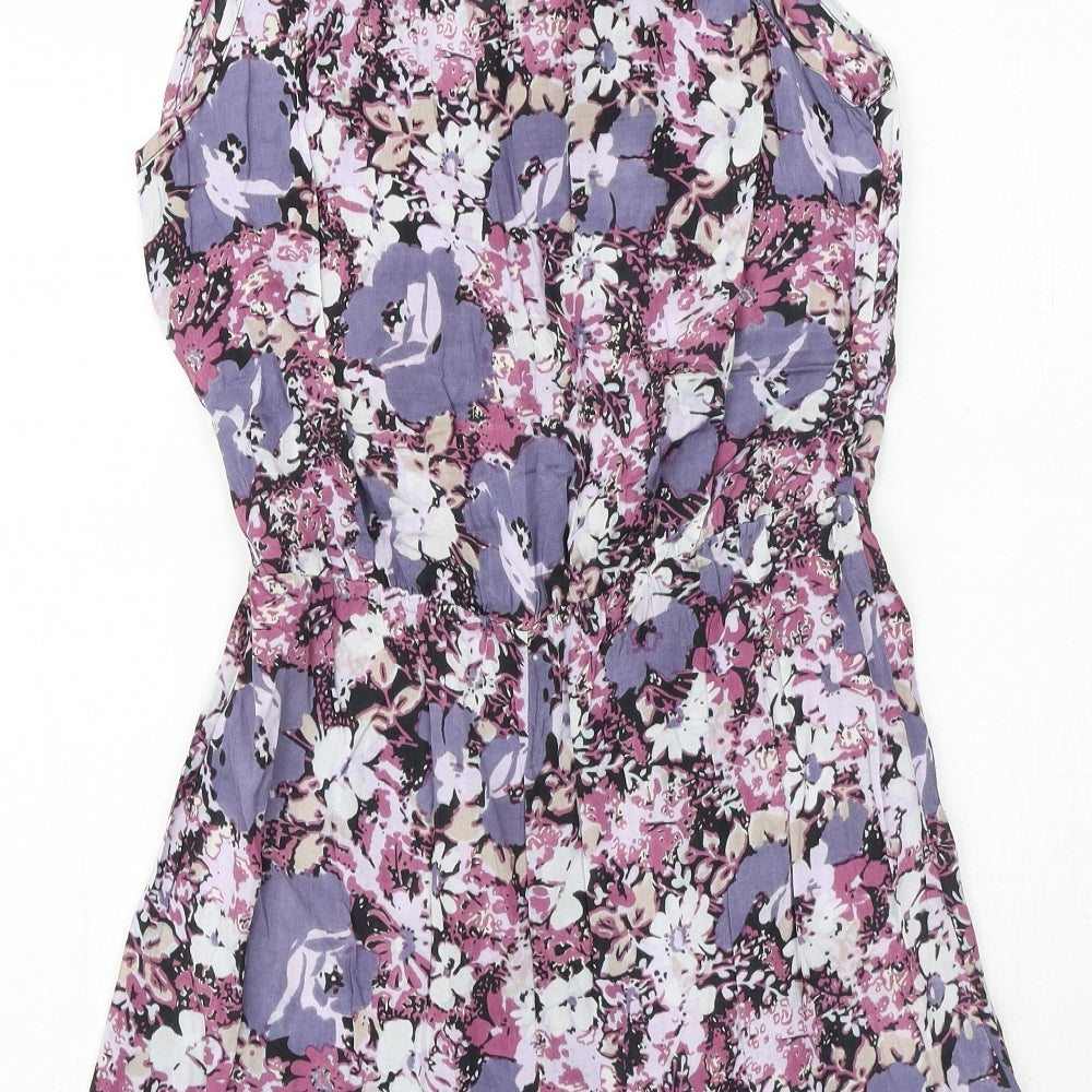 NEXT Womens Purple Floral Viscose Playsuit One-Piece Size 6 Button
