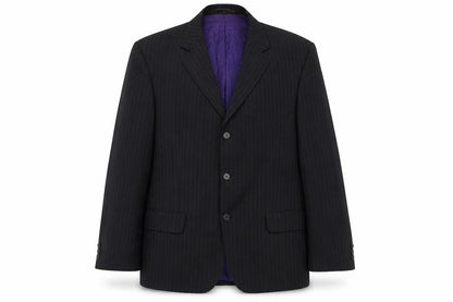Burton Mens Black Striped Wool Jacket Suit Jacket Size 42 Regular