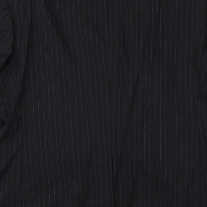 Burton Mens Black Striped Wool Jacket Suit Jacket Size 42 Regular