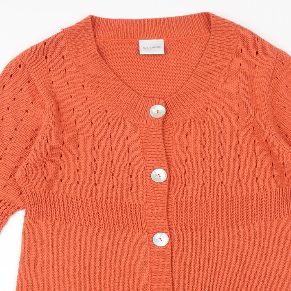 Womens UK Size 12 Wardrobe Orange Cardigan Jumper