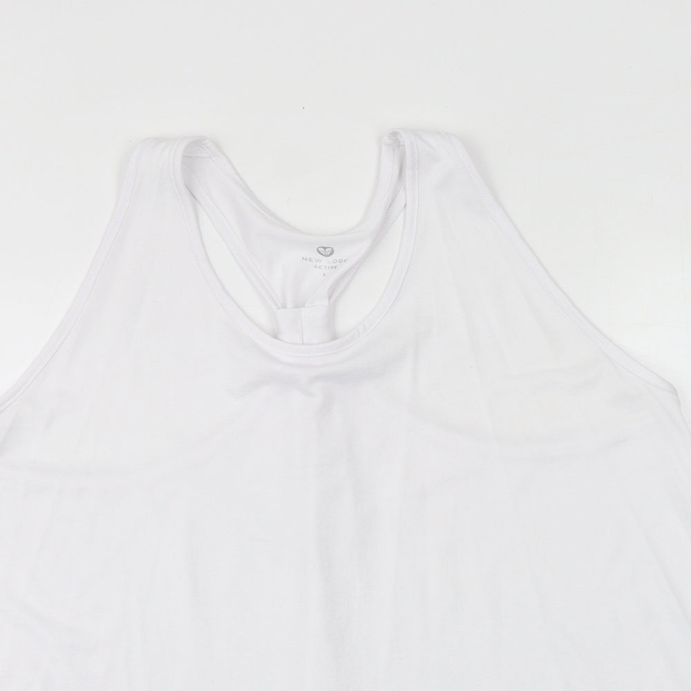 Womens UK Size L New Look White Basic Tank