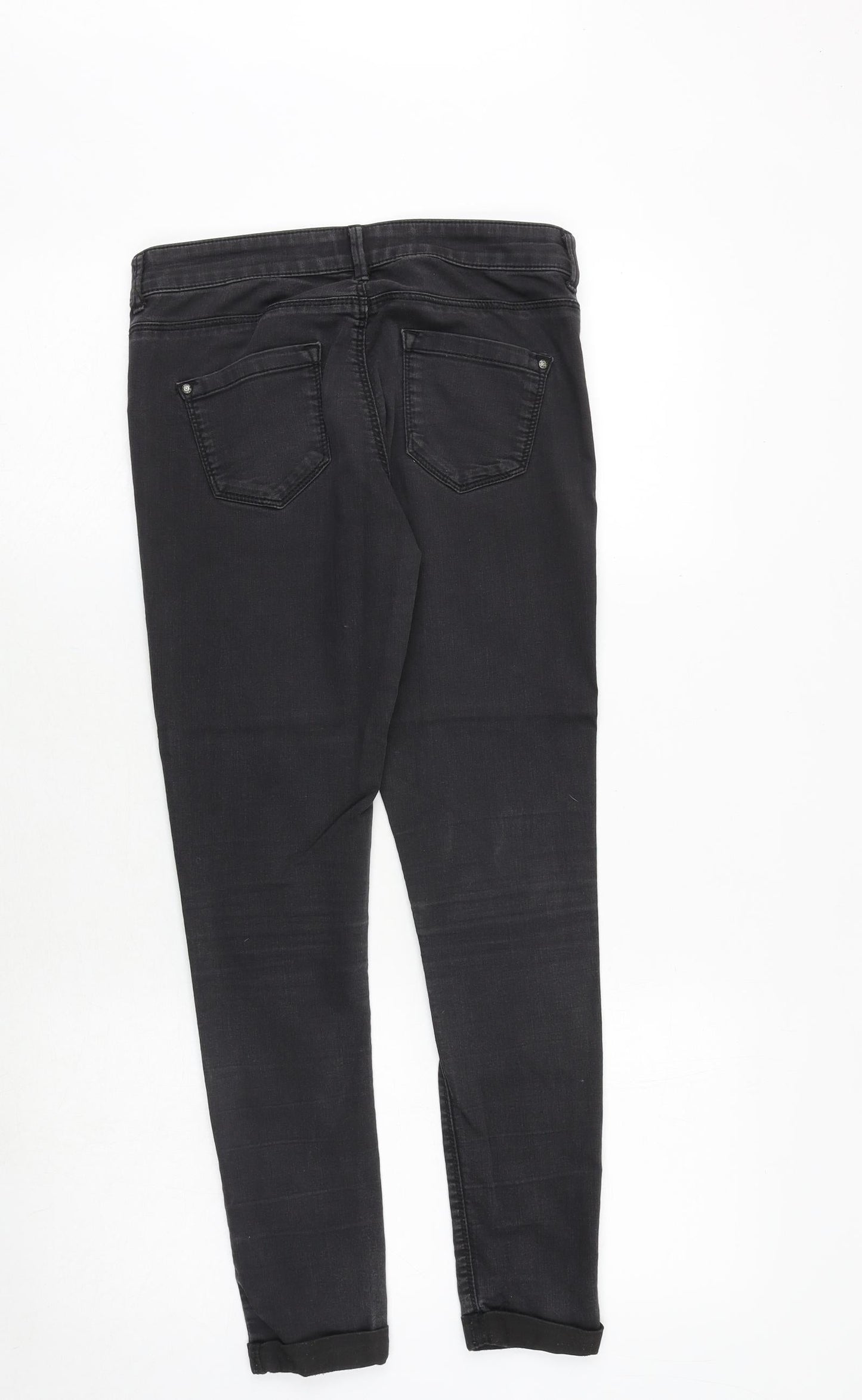 Topshop Womens Grey Cotton Skinny Jeans Size 28 in Regular Zip