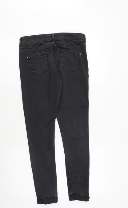 Topshop Womens Grey Cotton Skinny Jeans Size 28 in Regular Zip