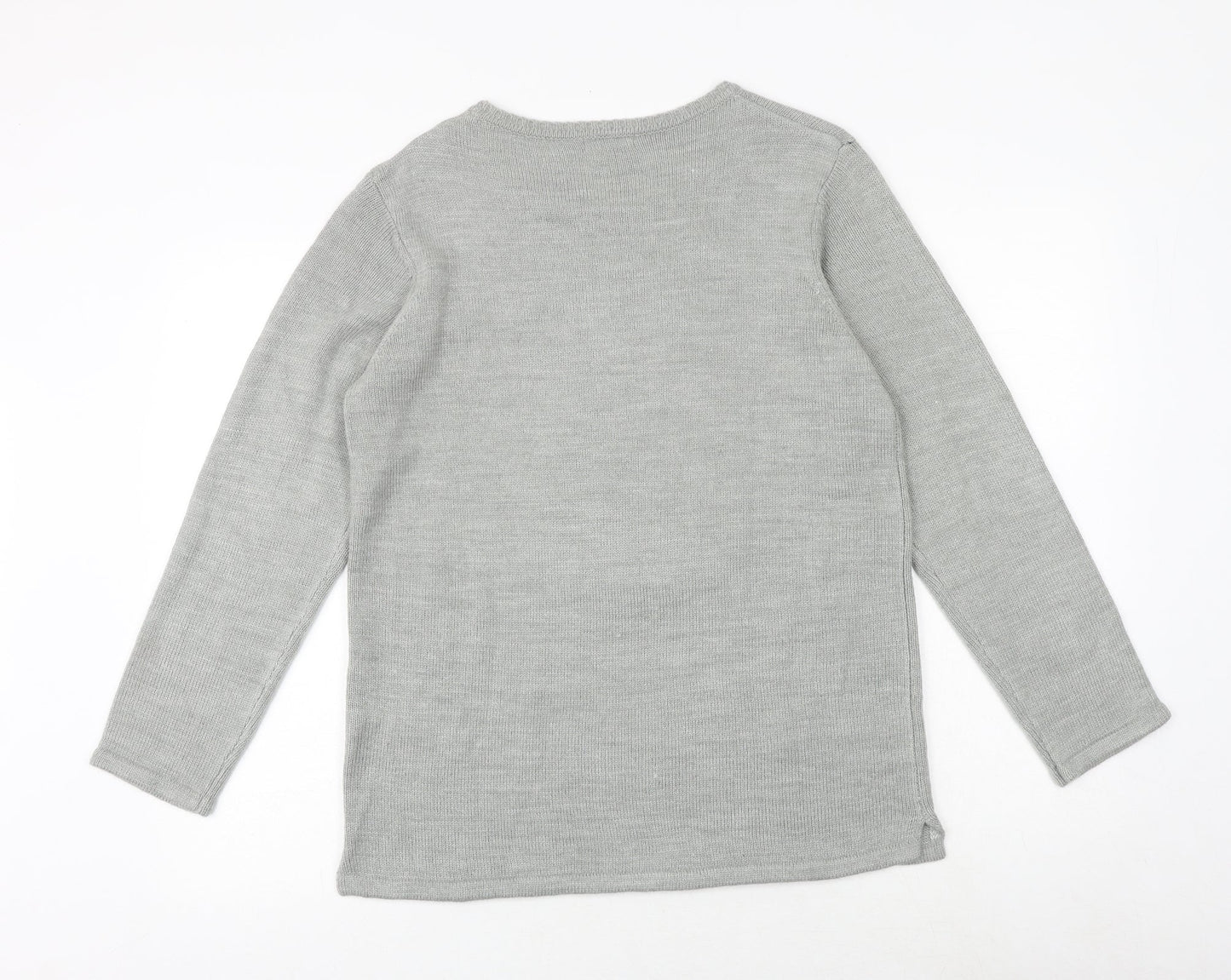 Damart Womens Grey Round Neck Acrylic Pullover Jumper Size 14 - Penguin