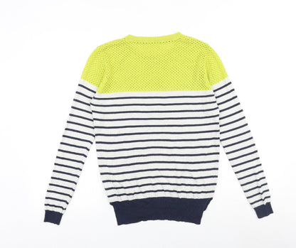 Linea Womens Multicoloured Round Neck Striped Viscose Pullover Jumper Size S