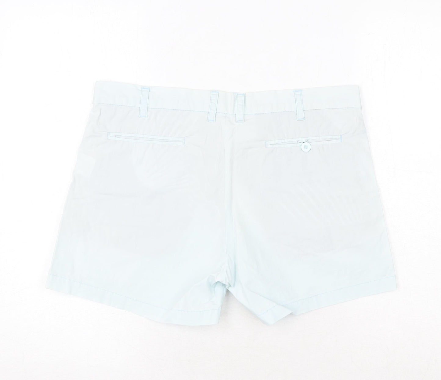 Deus Womens Blue Cotton Chino Shorts Size 12 Regular Zip