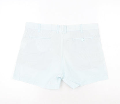 Deus Womens Blue Cotton Chino Shorts Size 12 Regular Zip