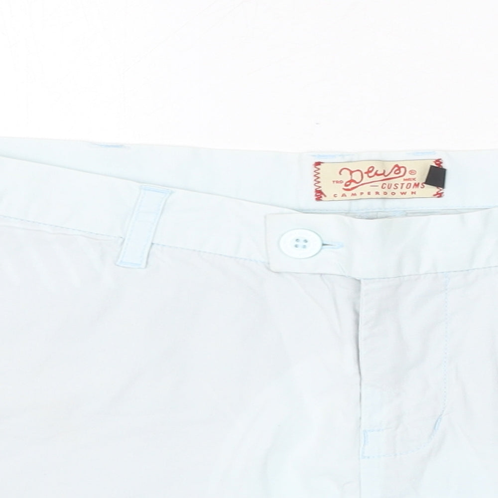 Deus Womens Blue Cotton Chino Shorts Size 12 Regular Zip