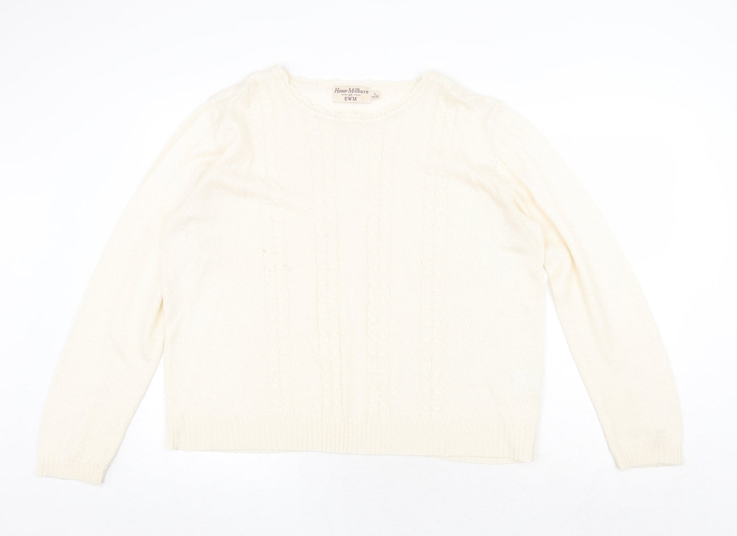 Womens UK Size L EWM Beige Pullover Jumper
