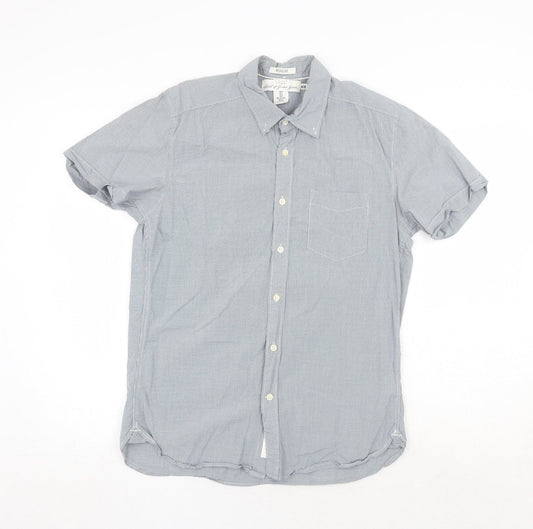 Mens UK Size S H&M Blue  Button-Up Short Sleeve Casual Shirt