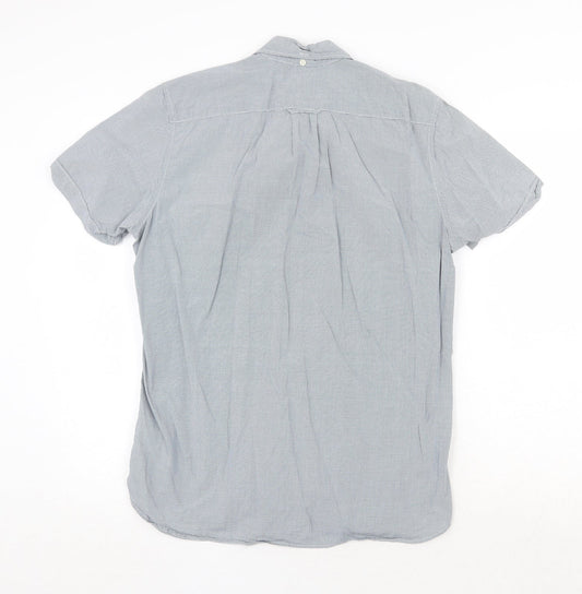 Mens UK Size S H&M Blue  Button-Up Short Sleeve Casual Shirt