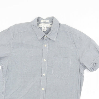 Mens UK Size S H&M Blue  Button-Up Short Sleeve Casual Shirt
