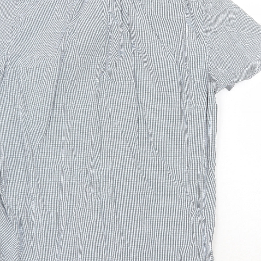 Mens UK Size S H&M Blue  Button-Up Short Sleeve Casual Shirt