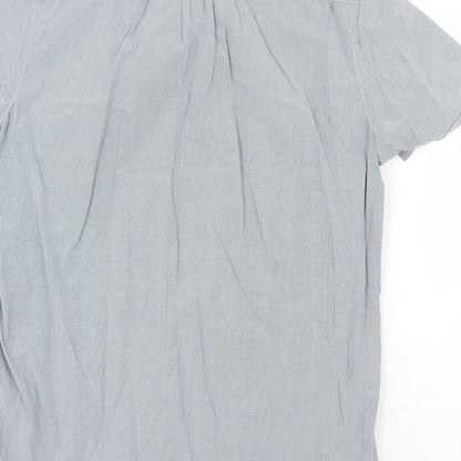 Mens UK Size S H&M Blue  Button-Up Short Sleeve Casual Shirt