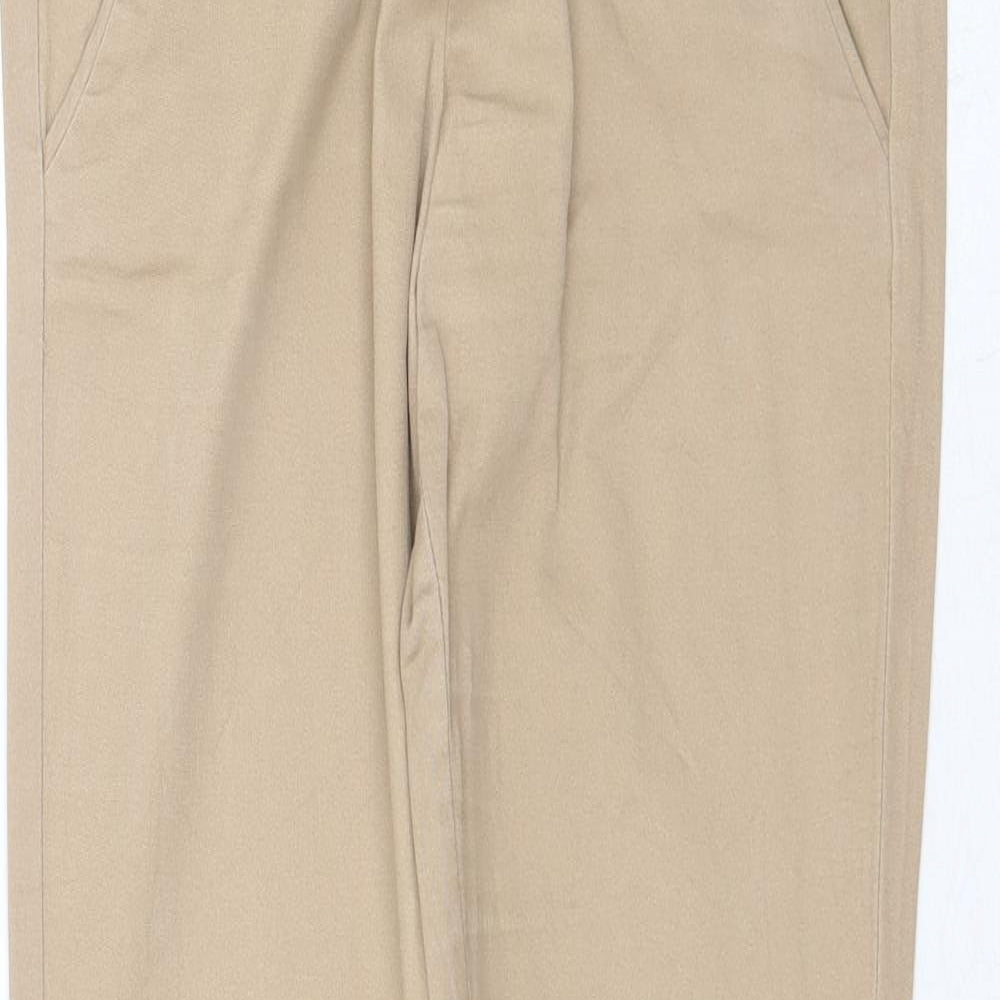 Bershka Womens Beige Cotton Straight Jeans Size 6 Regular Zip