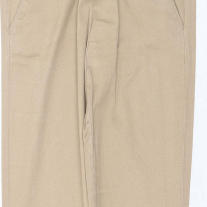 Bershka Womens Beige Cotton Straight Jeans Size 6 Regular Zip