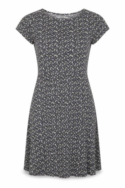 Only Womens Grey Floral Viscose A-Line Size 6 Round Neck Zip