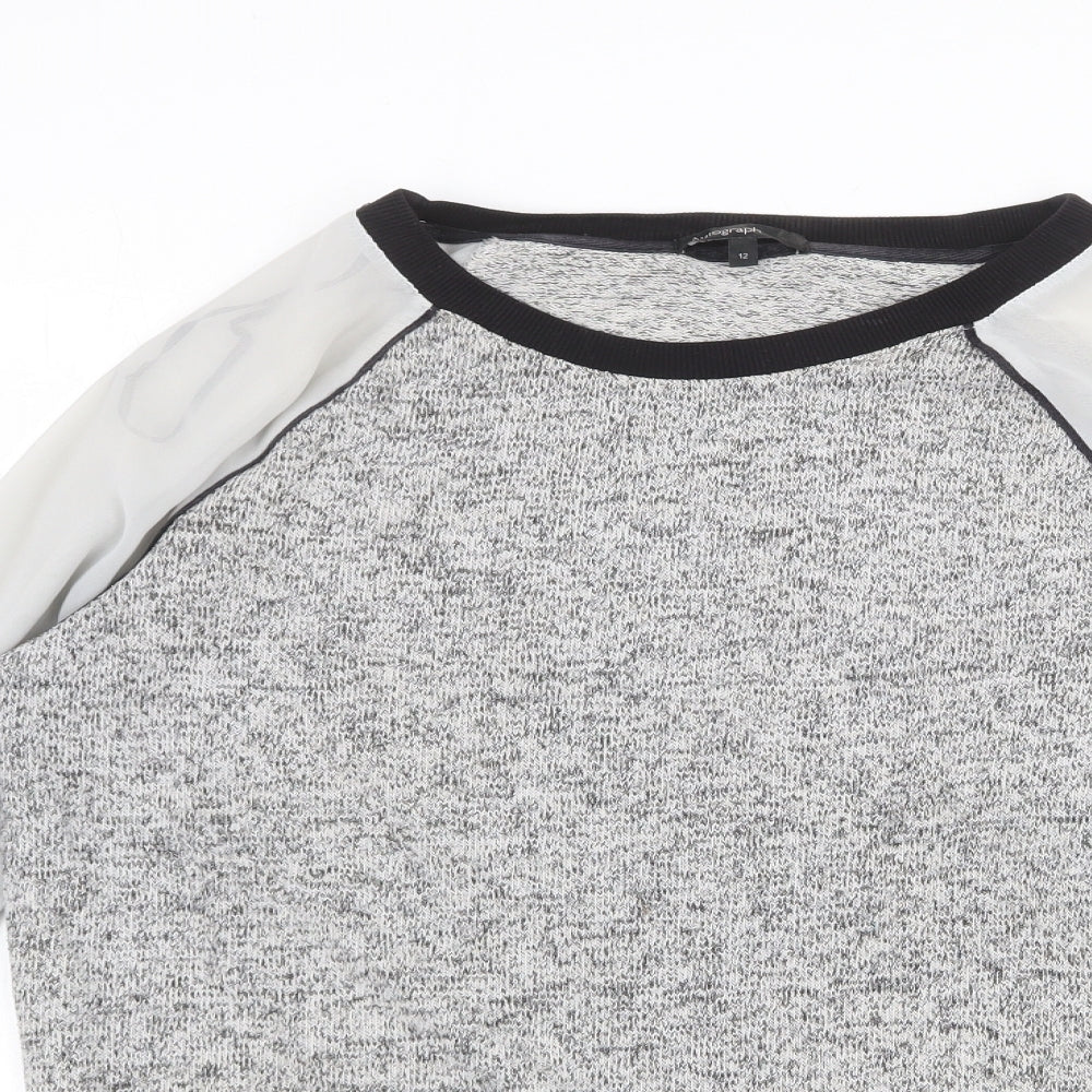 Autograph Womens Grey Round Neck Polyester Pullover Jumper Size 12