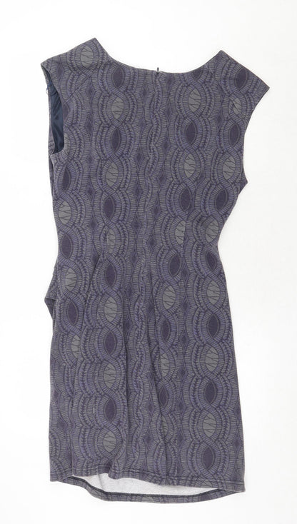 Kaffe Womens Grey Geometric Polyester A-Line Size XL V-Neck Zip