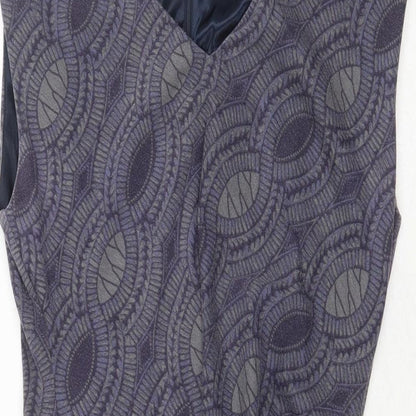 Kaffe Womens Grey Geometric Polyester A-Line Size XL V-Neck Zip