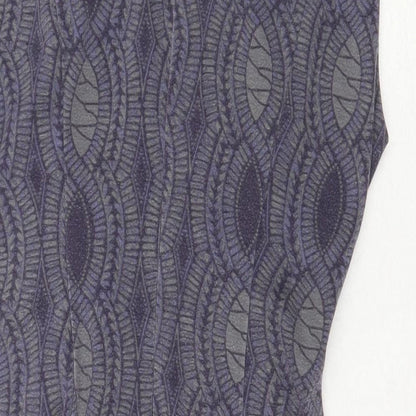Kaffe Womens Grey Geometric Polyester A-Line Size XL V-Neck Zip