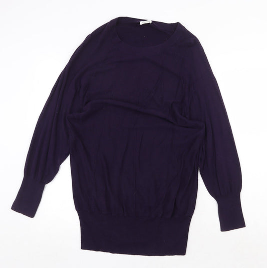 Kaliko Womens Purple Round Neck Cotton Pullover Jumper Size M