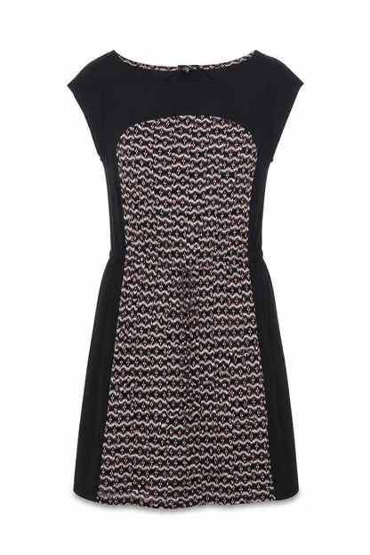 Warehouse Womens Black Geometric Viscose A-Line Size 8 Round Neck Pullover