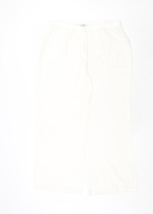 Joanna Hope Womens Ivory Viscose Trousers Size 14 Regular Zip