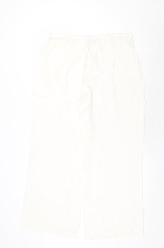 Joanna Hope Womens Ivory Viscose Trousers Size 14 Regular Zip