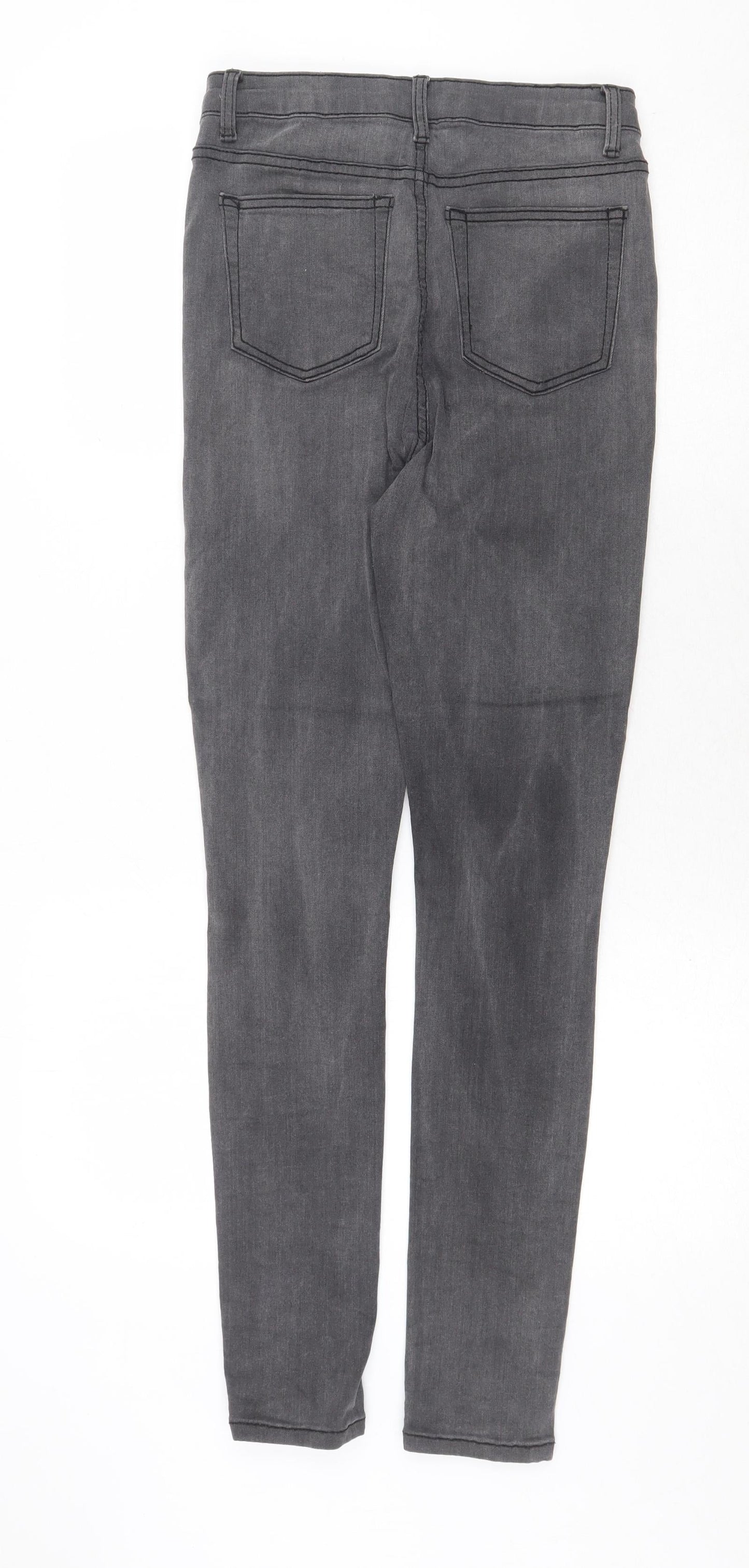 PRETTYLITTLETHING Womens Grey Cotton Skinny Jeans Size 10 Regular Zip